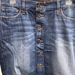 Lucky Brand Denim Skirt Women 8/29 Blue Button Front Whiskered Mini Preppy Y2K